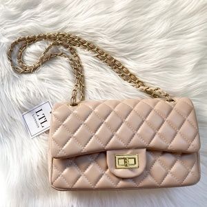 LTL London Seville Vegan Quilted Double Flap Bag